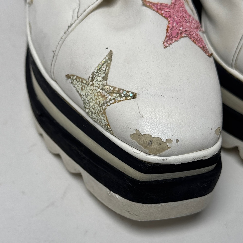 STELLA MCCARTNEY Women's Elyse Faux Leather Glitter Star Platform Sneaker‎ 37 - Picture 6 of 16